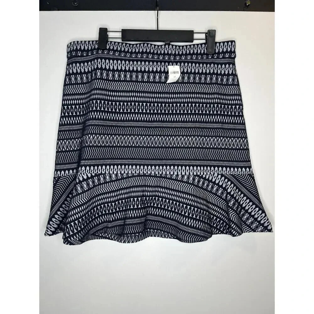 Banana Republic Pencil Skirt Midi Blue Ruffle Flare Womens 14 Tribal Print NWT